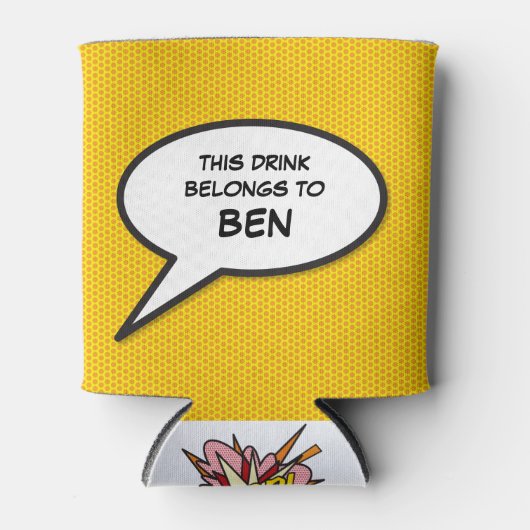 Gepersonaliseerde spraak bubbel grappig stripboek blikjeskoeler (Voorkant)