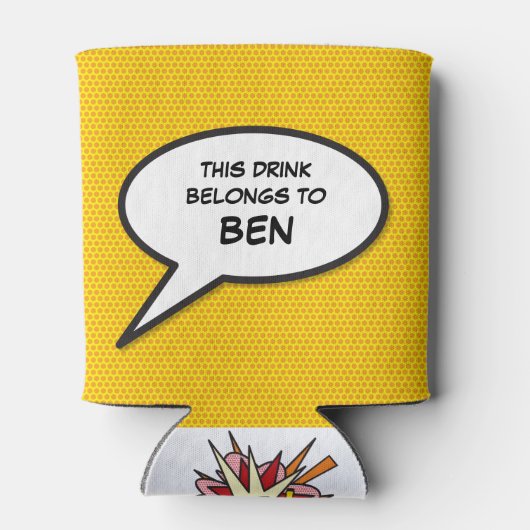 Gepersonaliseerde spraak bubbel grappig stripboek blikjeskoeler (Achterkant)