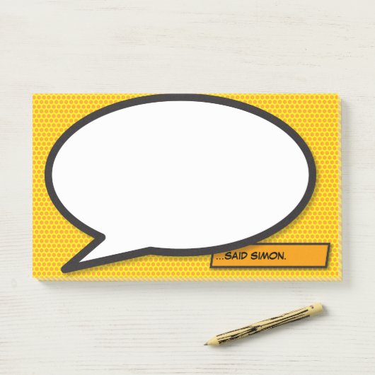Gepersonaliseerde spraak bubbel leuk stripboek post-it® notes (Op bureau)