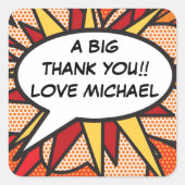 Gepersonaliseerde Spraak Bubble Leuk Modern Comic  Vierkante Sticker (Voorkant)