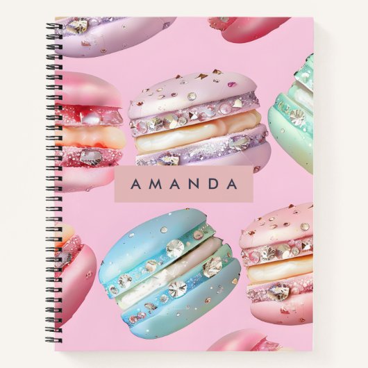Gepersonaliseerde Sprankelende Pastelkleurige Maca Notitieboek (Voorkant)