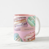 Gepersonaliseerde Sprankelende Pastelkleurige Maca Tweekleurige Koffiemok (Voorkant rechts)
