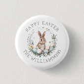 Gepersonaliseerde Spring Bunny Easter Eggs Garland Ronde Button 3,2 Cm (Voorkant)