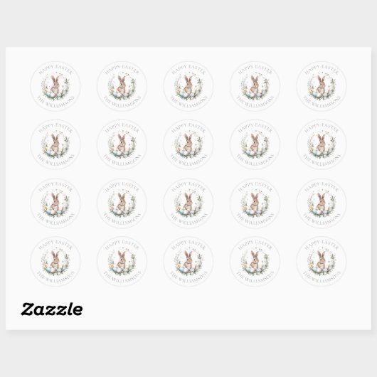 Gepersonaliseerde Spring Bunny Easter Eggs Garland Ronde Sticker (Vel)