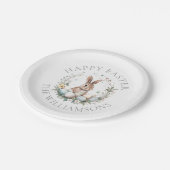 Gepersonaliseerde Spring Bunny Easter Eggs Krans Papieren Bordje (Gekanteld)