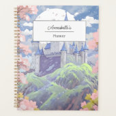 Gepersonaliseerde Sprookjeskasteel Pastel Waterver Planner (Voorkant)