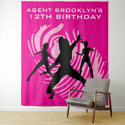 Gepersonaliseerde Spy Party Vingerafdruk Tapestry Wandkleed (In situ)