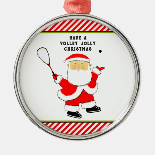 Gepersonaliseerde Squash Player Christmas Collecti Metalen Ornament (Voorkant)