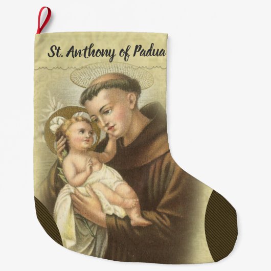Gepersonaliseerde St. Anthony van Padua Prayer Grote Kerstsok (Voorkant)