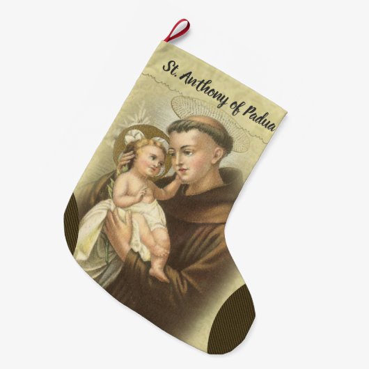 Gepersonaliseerde St. Anthony van Padua Prayer Grote Kerstsok (Voorkant (Hangend))