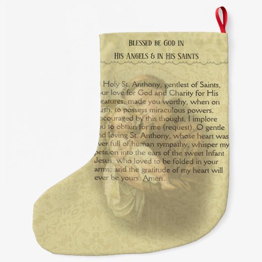 Gepersonaliseerde St. Anthony van Padua Prayer Grote Kerstsok (Achterkant)