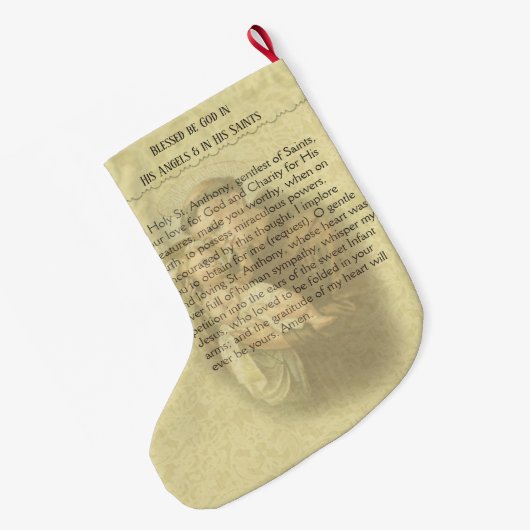 Gepersonaliseerde St. Anthony van Padua Prayer Grote Kerstsok (Achterkant (Hangend))