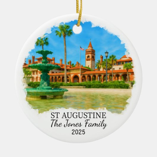 Gepersonaliseerde St Augustine Ornament, Florida Keramisch Ornament (Voorkant)
