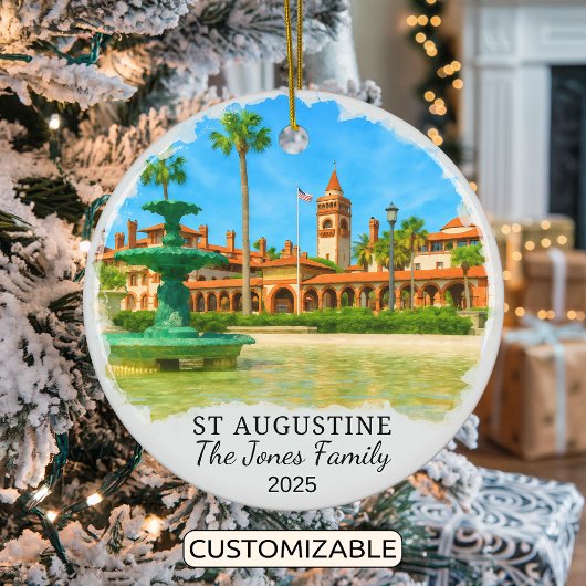 Gepersonaliseerde St Augustine Ornament, Florida Keramisch Ornament
