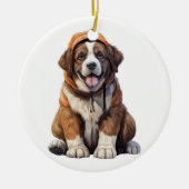 Gepersonaliseerde St. Bernard Hond Keramisch Ornament (Voorkant)