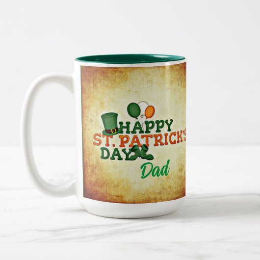 Gepersonaliseerde St. Patrick's Day Coffee Cup Tweekleurige Koffiemok (Links)