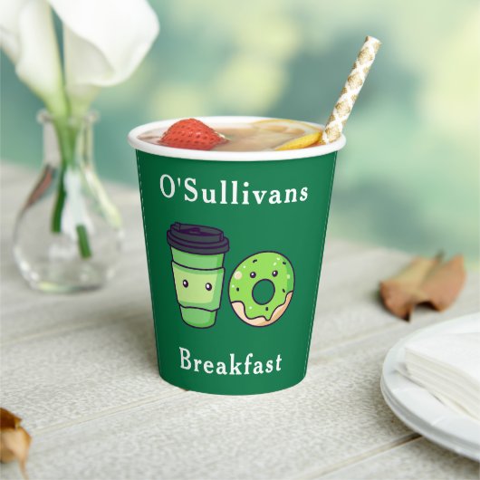 Gepersonaliseerde St. Patrick's Day Donut Koffie Papieren Bekers (Insitu)