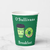 Gepersonaliseerde St. Patrick's Day Donut Koffie Papieren Bekers (Achterkant)