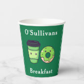 Gepersonaliseerde St. Patrick's Day Donut Koffie Papieren Bekers (Voorkant)