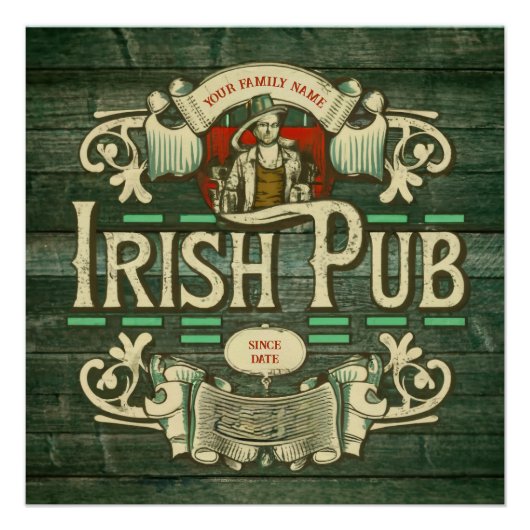 Gepersonaliseerde St Patrick's Day Funny Irish Pub Perfect Poster (Voorkant)