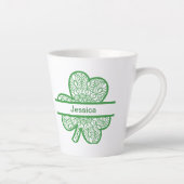 Gepersonaliseerde St. Patrick's Day Green Shamrock Latte Mok (Rechts)