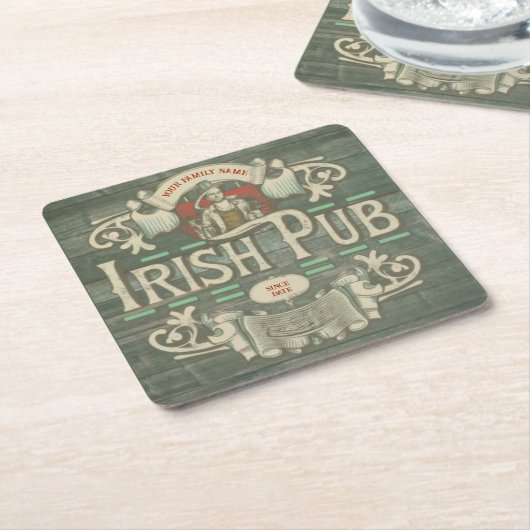 Gepersonaliseerde St Patrick's Day Ierse pub Grapp Kartonnen Onderzetters (Schuin)