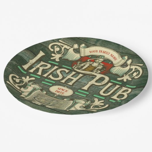 Gepersonaliseerde St Patrick's Day Ierse pub Grapp Papieren Bordje (Gekanteld)
