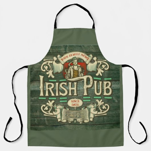 Gepersonaliseerde St Patrick's Day Ierse pub Grapp Schort (Voorkant)