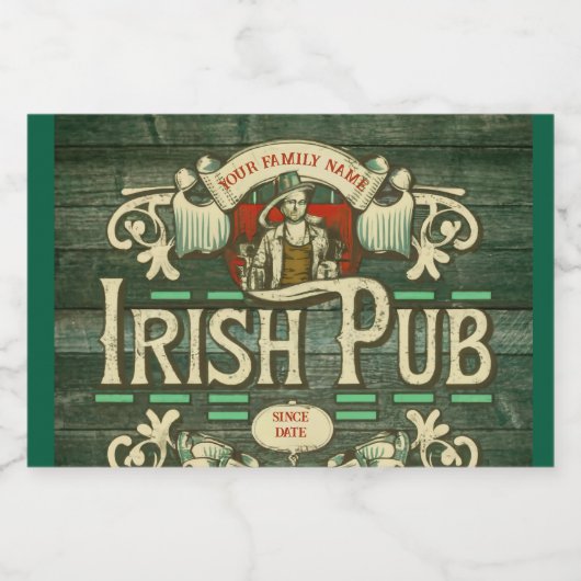 Gepersonaliseerde St Patrick's Day Ierse pub Grapp Sparkling Wijnetiket (Enkel label)