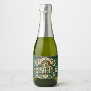 Gepersonaliseerde St Patrick's Day Ierse pub Grapp Sparkling Wijnetiket