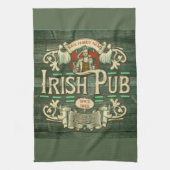 Gepersonaliseerde St Patrick's Day Ierse pub Grapp Theedoek (Verticaal)