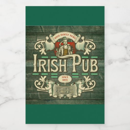 Gepersonaliseerde St Patrick's Day Ierse pub Grapp Wijn Etiket (Enkel label)