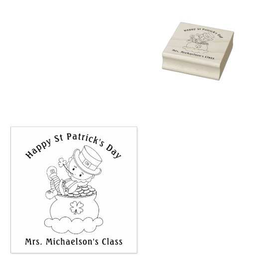 Gepersonaliseerde St Patrick's Day Irish Leprechau Rubberstempel (Gestempeld)