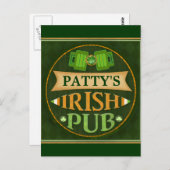Gepersonaliseerde St. Patrick's Day Irish Pub Brie Briefkaart (Voorkant / Achterkant)