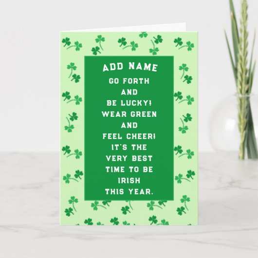 Gepersonaliseerde St. Patrick's Day kaart (Voorkant)