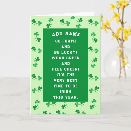Gepersonaliseerde St. Patrick's Day kaart (Gele Bloem)