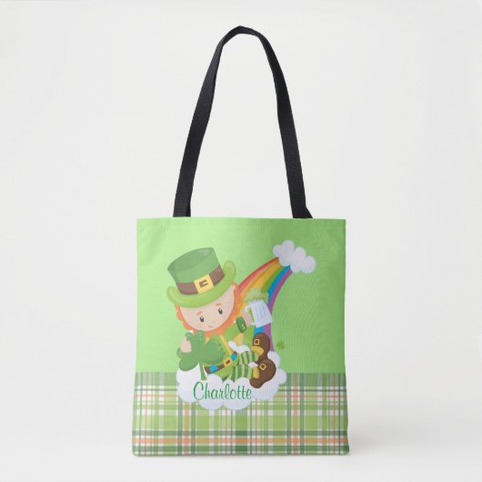 Gepersonaliseerde St Patrick's Day Leprechaun Tote Bag (Voorkant)