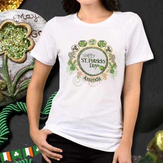 Gepersonaliseerde ST. Patricks Day Schattige Bird Tri-Blend Shirt