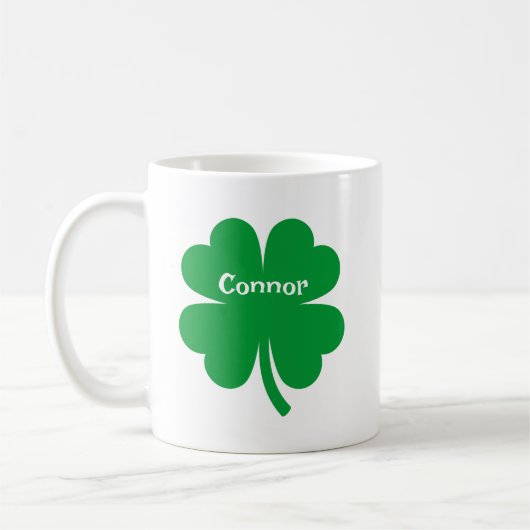 Gepersonaliseerde St. Patrick's Day Shamrock Koffiemok (Links)