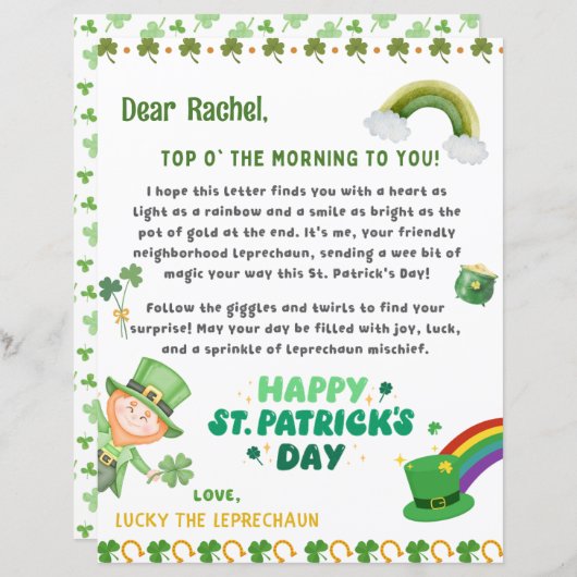 Gepersonaliseerde St Patrick's kabouter brief (Voorkant / Achterkant)