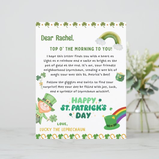 Gepersonaliseerde St Patrick's kabouter brief (Staand voorkant)