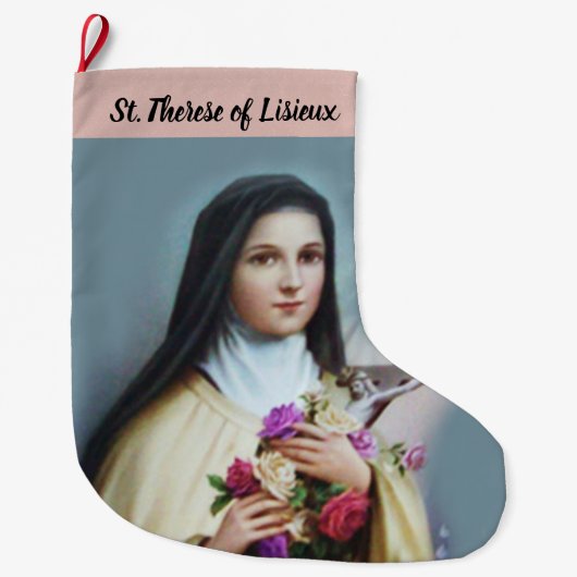 Gepersonaliseerde St. Therese de Kleine Bloem Grote Kerstsok (Voorkant)