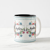 Gepersonaliseerde St. Therese met Memorare Prayer Tweekleurige Koffiemok (Voorkant rechts)