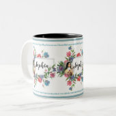 Gepersonaliseerde St. Therese met Memorare Prayer Tweekleurige Koffiemok (Voorkant links)