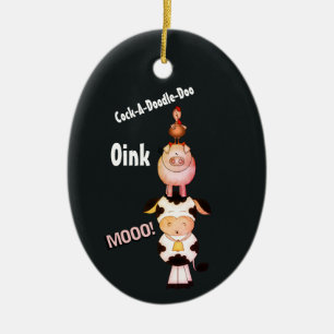 Gepersonaliseerde staartdieren 1 Kerstmis Keramisch Ornament
