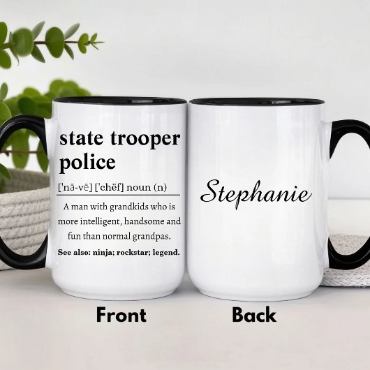 Gepersonaliseerde staatstrooper politiedefinitie mok
