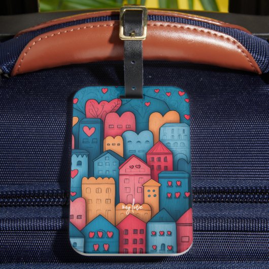 Gepersonaliseerde Stad van de Liefde Illustratief Bagagelabel (Voorkant Insitu 2)