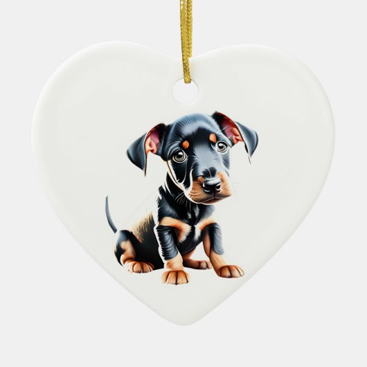 Gepersonaliseerde standaard Manchester Terrier Pup Keramisch Ornament (Voorkant)
