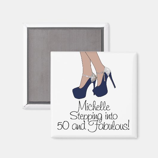 Gepersonaliseerde "Stap in 50 en Fabulous" Party Magneet (Voorkant / Achterkant)