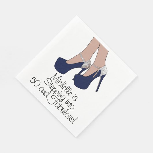 Gepersonaliseerde "Stap in 50 en Fabulous" Party Servet (Hoek)